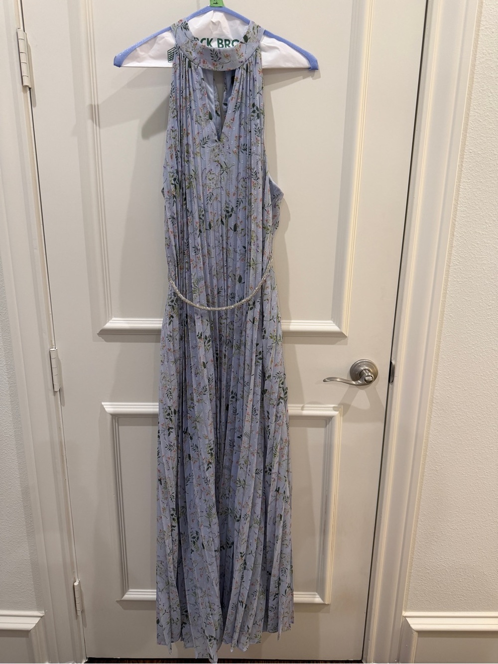 CeCe Powder Blue Floral Halter Maxi Dress